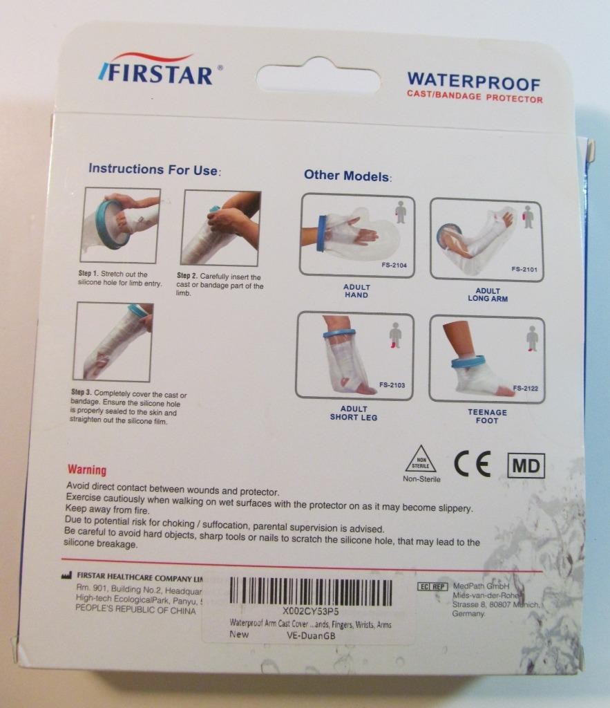 FirstStar Original Waterproof Cast Bandage Protector Adult Short 23 in FREE SHIP