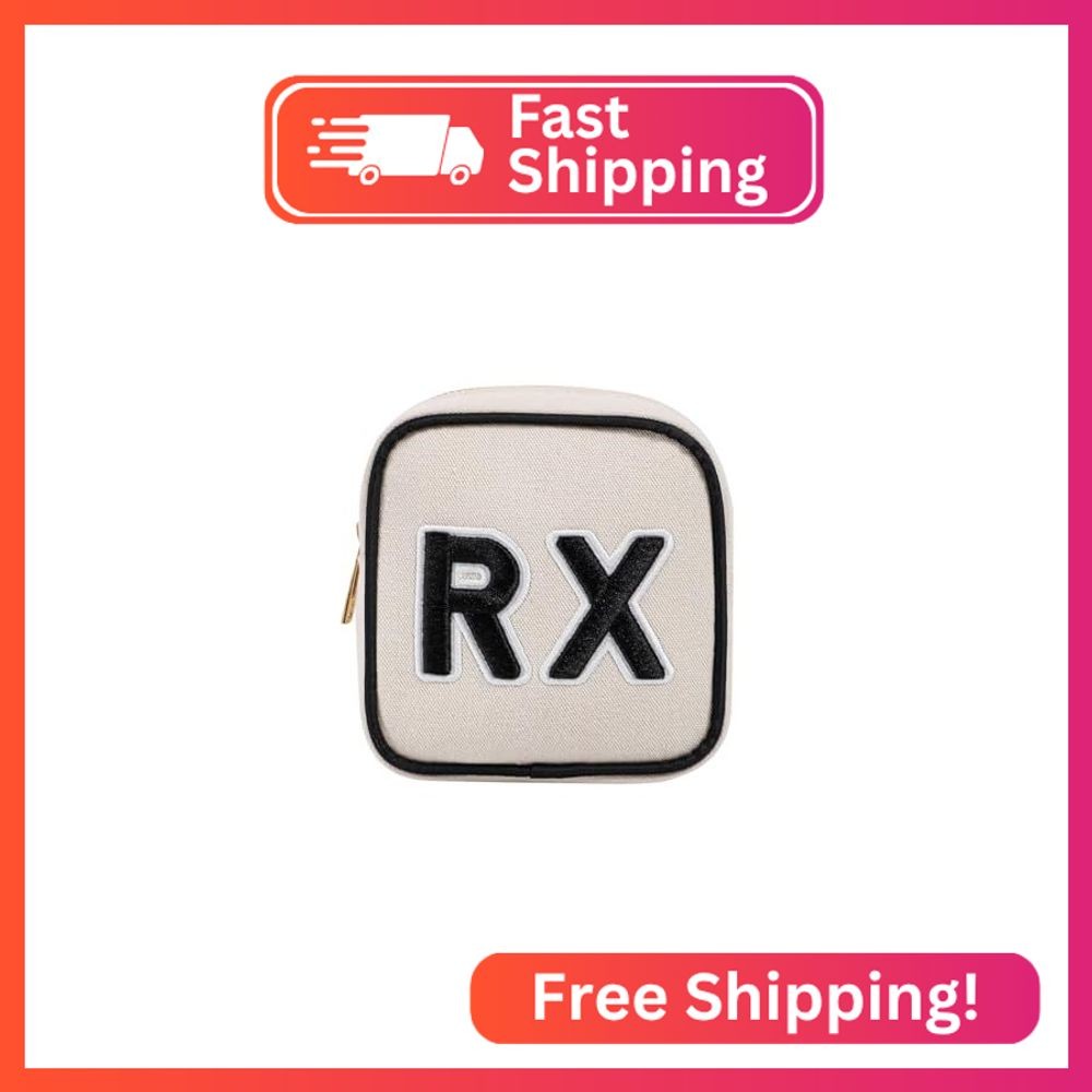RSRSLEII Small Canvas Rx Medicine Packages, Cute Chenille Letter Patch Drug Make