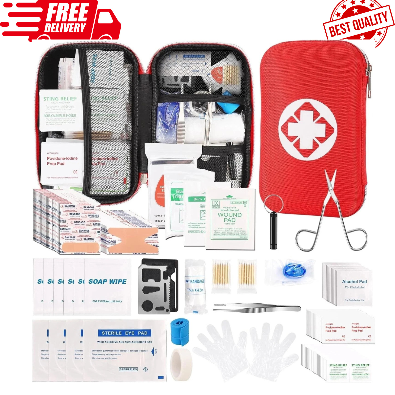 201 PCS First Aid Kit,Trauma Kit with Essential Emergency Medical Supplies