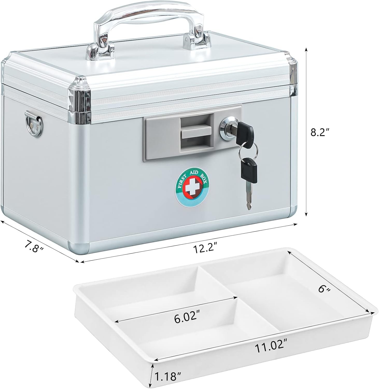 Locking Key Medicine Box,First Aid Key Safe Box with Lock,Key Medication Stor…