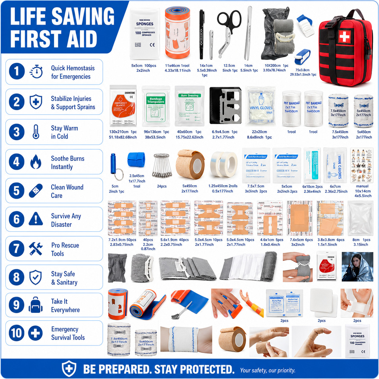 Trauma First Aid Kit – Tourniquet – Military Survival Kit – IFAK – EMT
