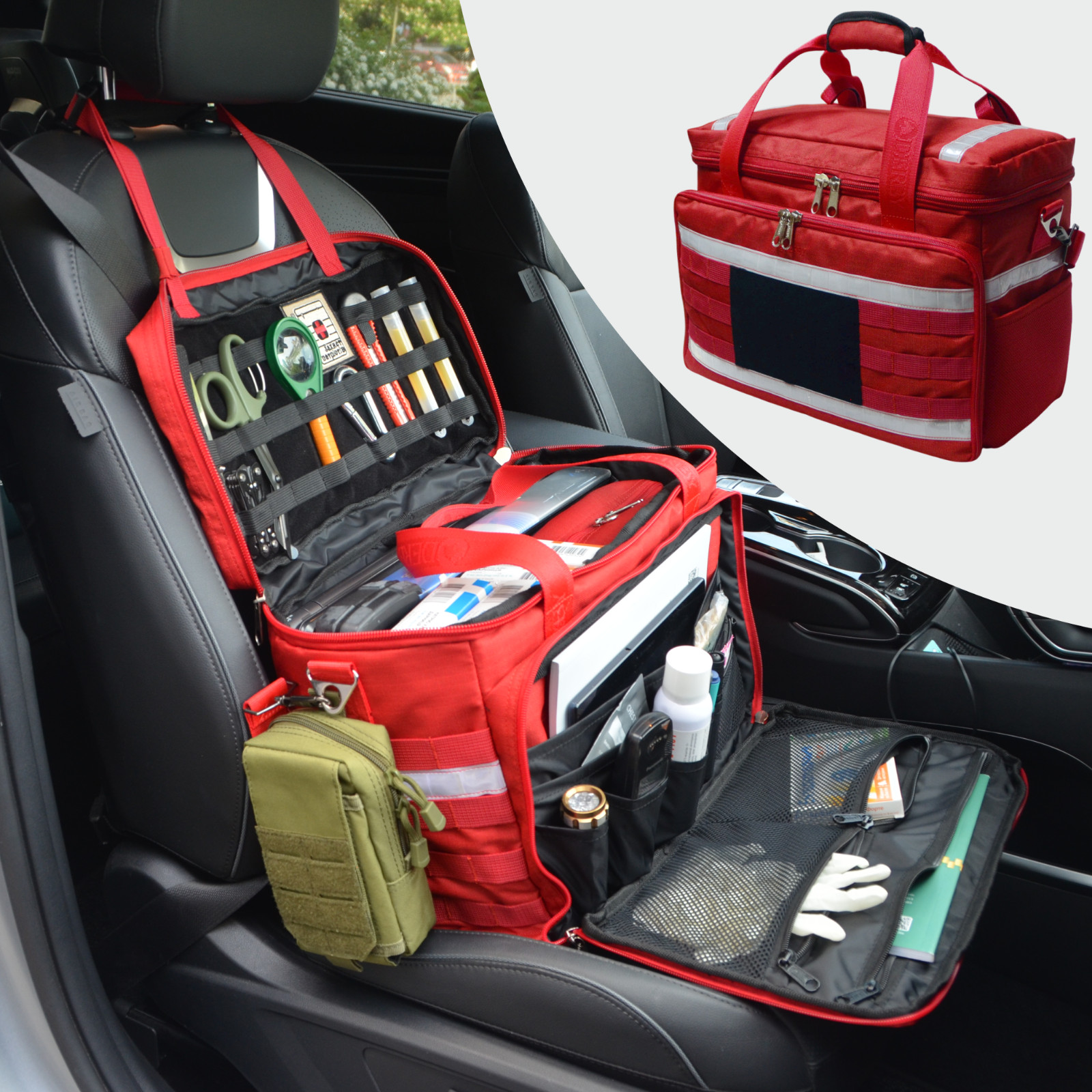 Medical Organizer Patrol Red Bag for EMT Paramedics Emergency Rescuers Doctors