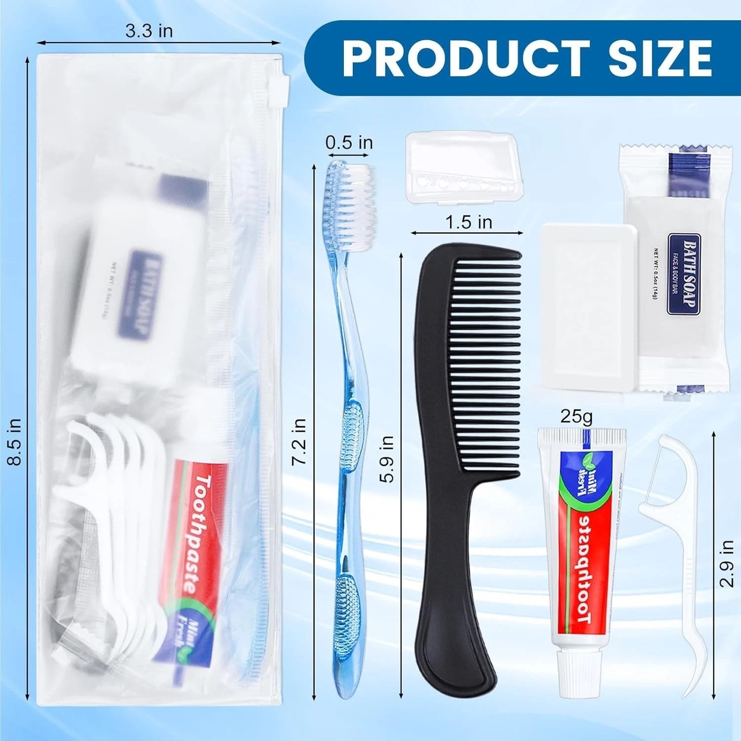 100 Sets 7-IN-1 Personal Hygiene Kit for Travel, Charity & Homeless Support