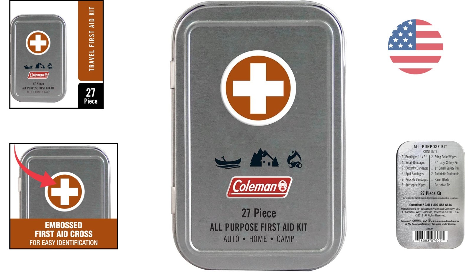 Coleman All Purpose Mini First Aid Kit – 27 Essential Travel Supplies, Compact