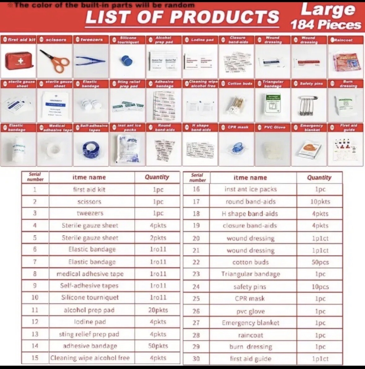 184pcs All-Purpose First Aid Set: Portable Medical Kit Brand New