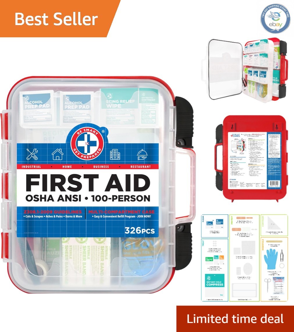 Durable 326 Piece First Aid Kit in Red Case – Ideal for Home, Office, and Travel