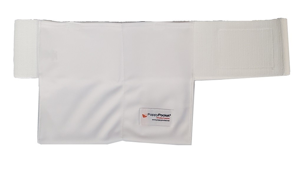 PoppyPocket Medical Device Transport System White Vertical Pocket