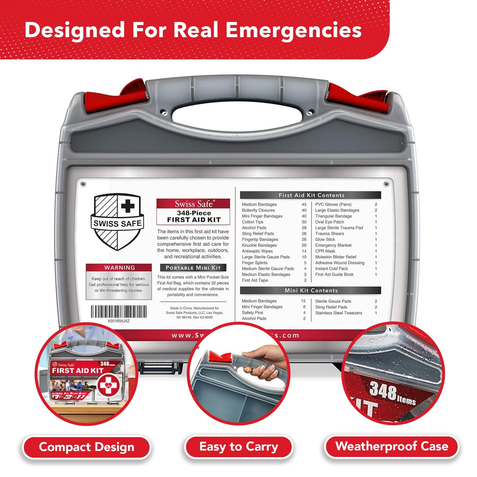 2-in-1 First Aid Kit for Car, Travel & Home, Businesses – Bonus Mini Kit for …