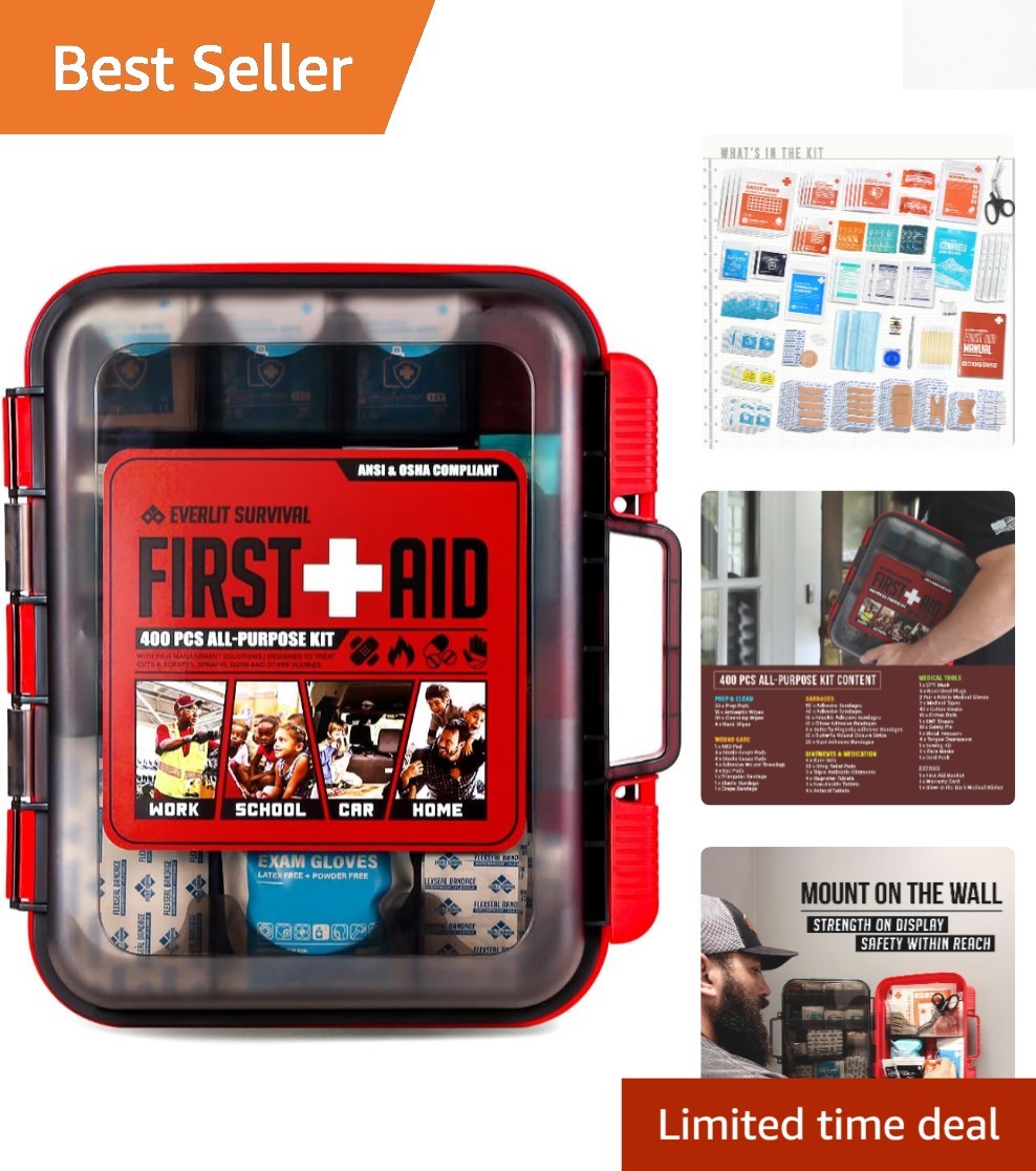 400-Piece ANSI Compliant First Aid Kit – Lightweight, Compact, and Ready to Use