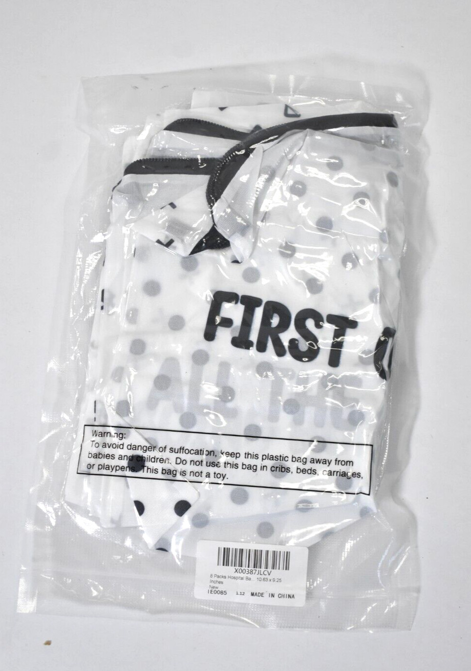 8 Pack Hospital Bags For Labor & Delivery 10.63" x 9.25" White Essentials Pouch