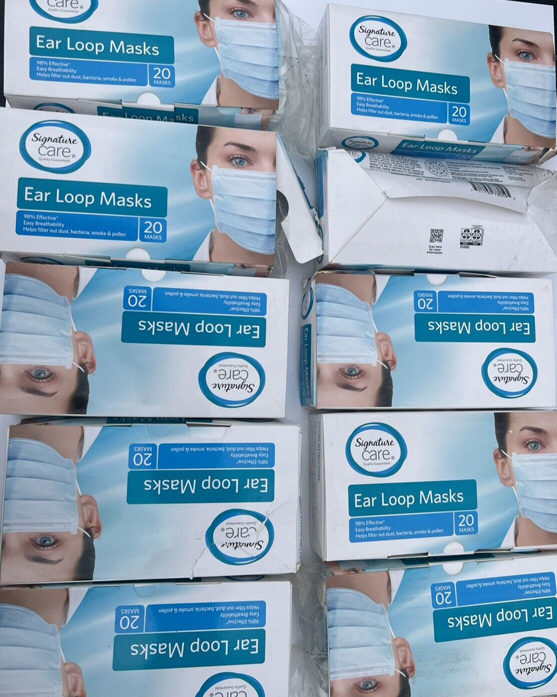 Signature Select Care First Aid Ear Loop Masks 20 Each Count = 200 DAMAGE Lot