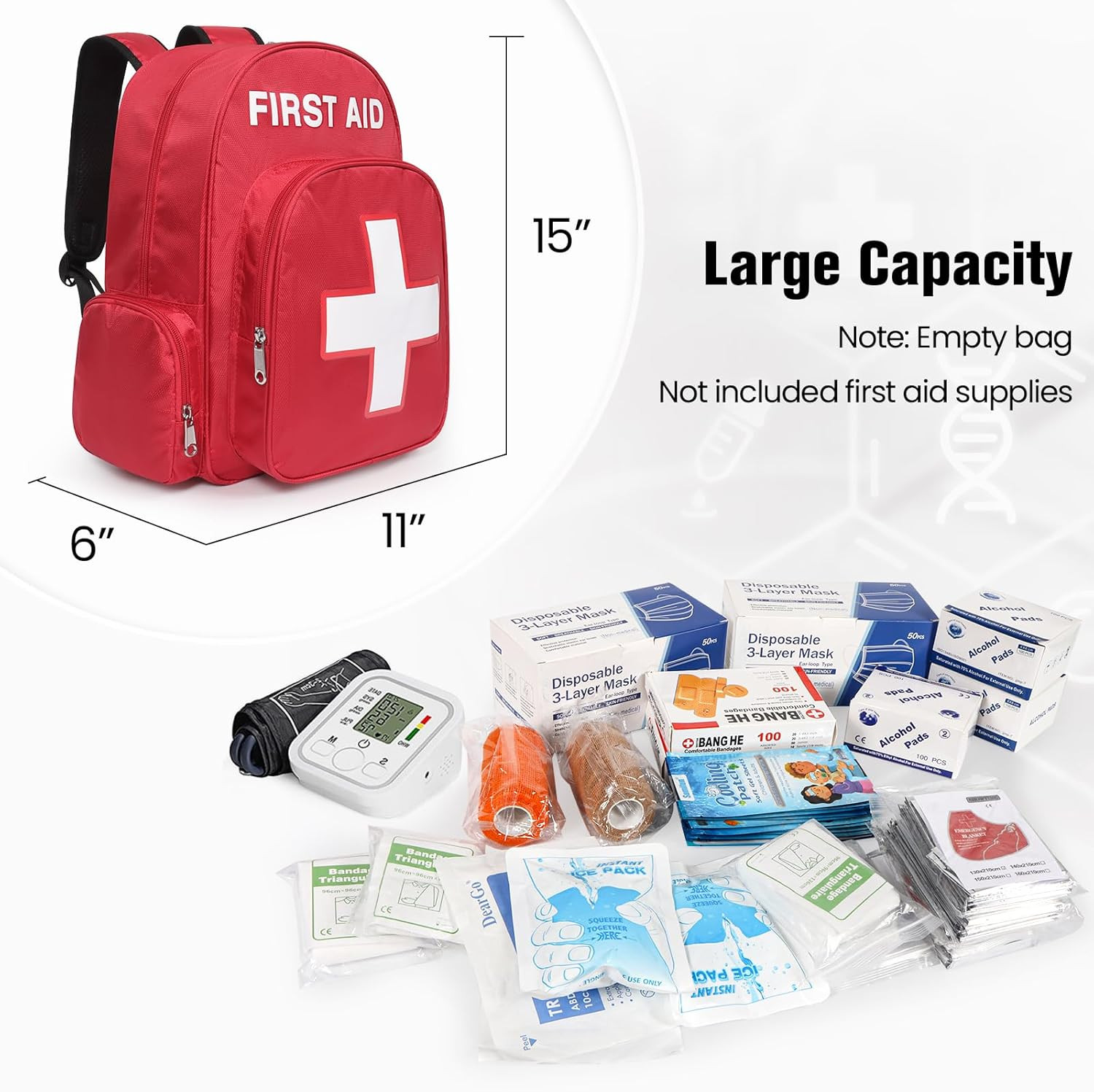First Aid Bag Empty Backpack Emergency Bags First Responder Trauma Treatment wit