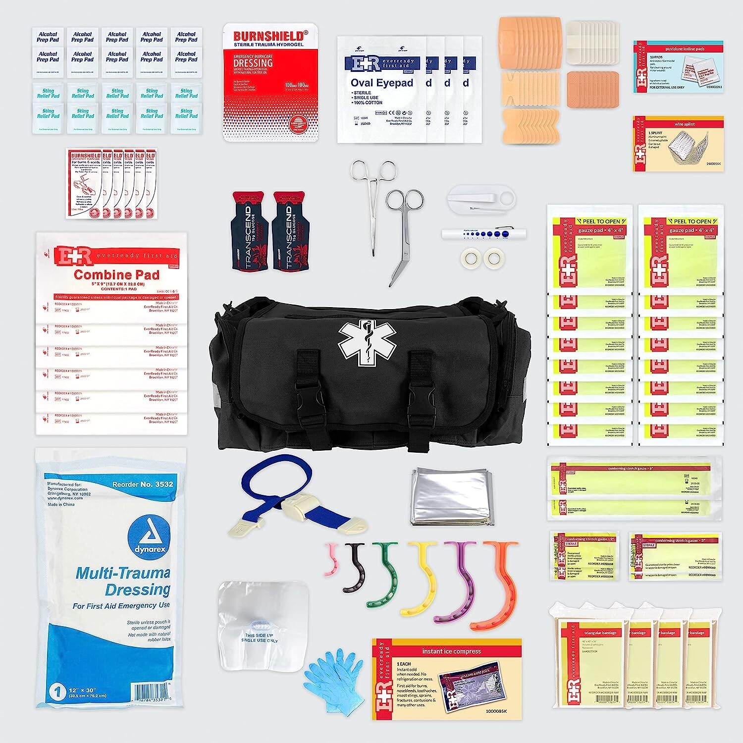 Dixie EMS Fully Stocked 138 Piece First Responder On Call Kit – Tactical Black