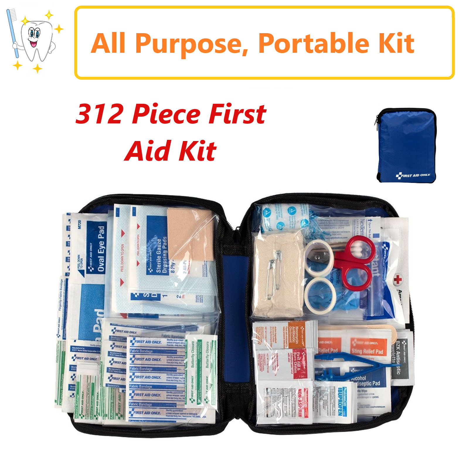 312 pc First Aid Kit Emergency Bag Home Car Outdoor, All Purpose Kit, Portable