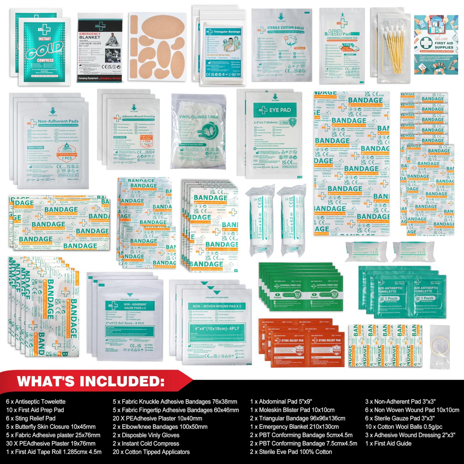 General Medi 160 Piece First Aid Kit Bag Refill 160 Set, White Clarity