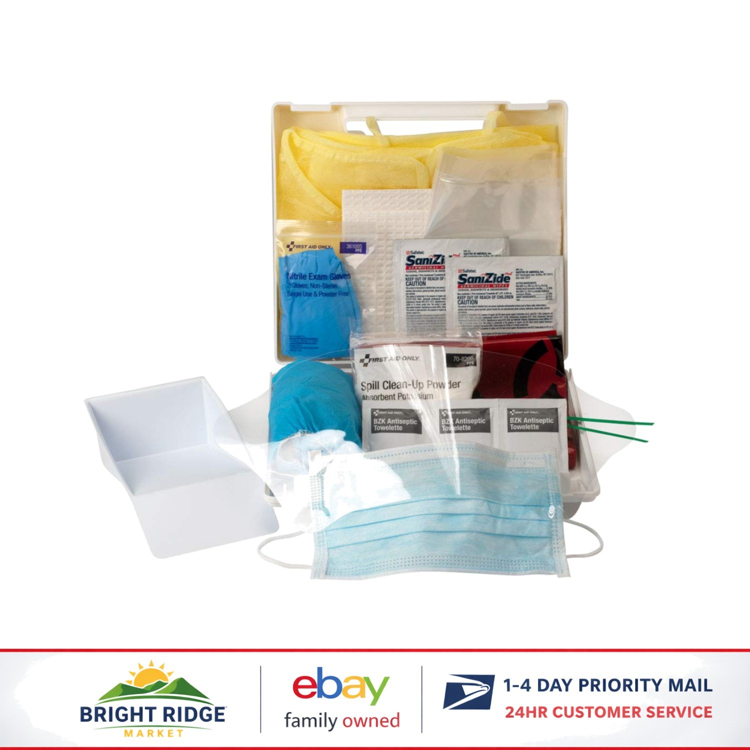 23-Piece Body Fluid Clean Up Kit with Biohazard Bags and Antiseptic Towelettes