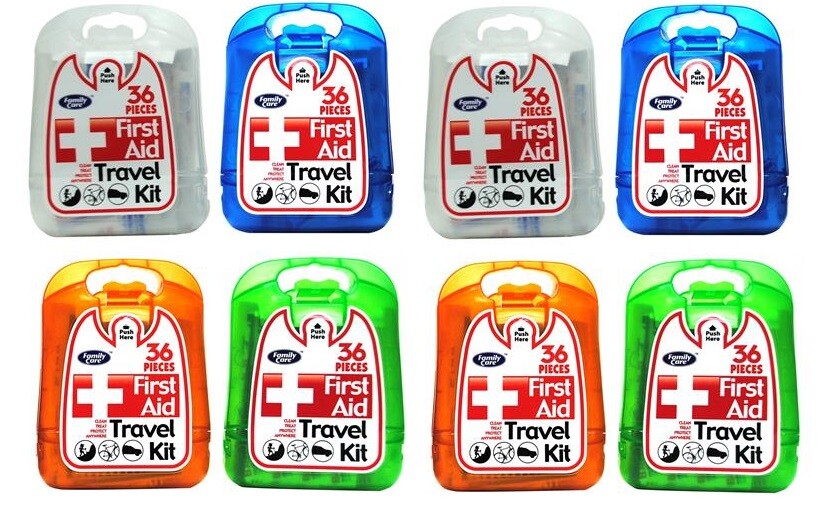 (8) Coralite First Aid Travel Kits Bandages Latex Free Assorted Colors