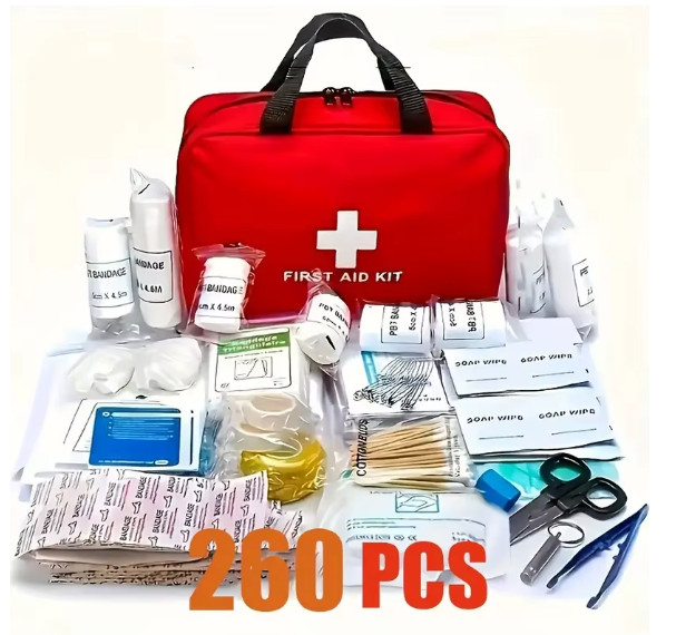 260 Pcs First Aid Car Kit Medical Emergency Trauma Basic Tactical Survival Bag