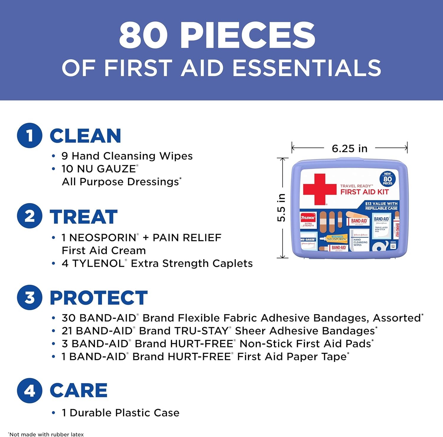 BAND-AID Brand Travel Ready Portable Emergency First Aid Kit, Minor Wound Care