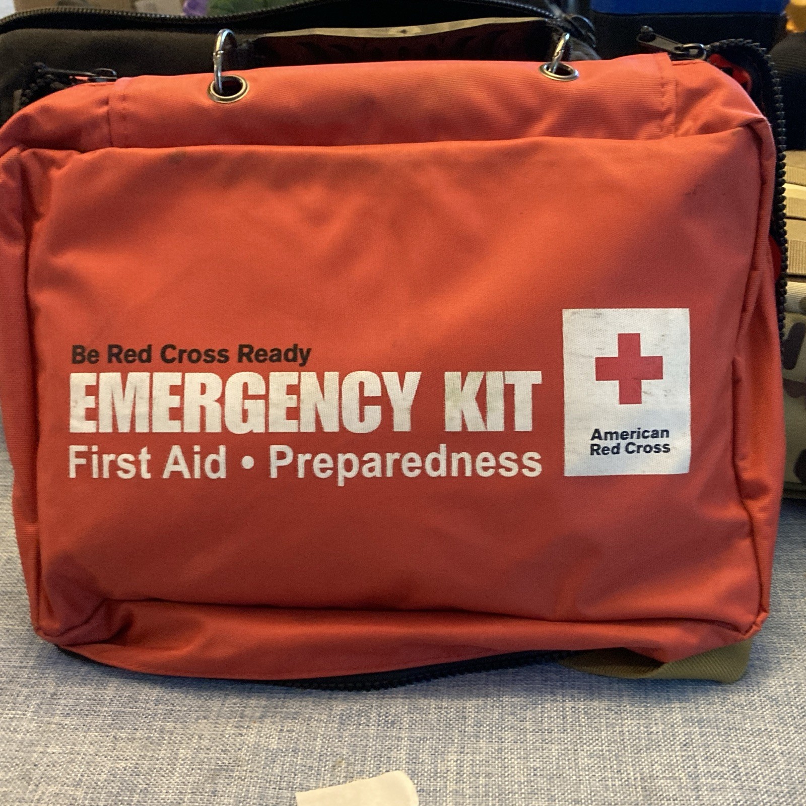 American Red Cross Portable Red Emergency First Aid Kit Bag w/ Gauze, Gloves