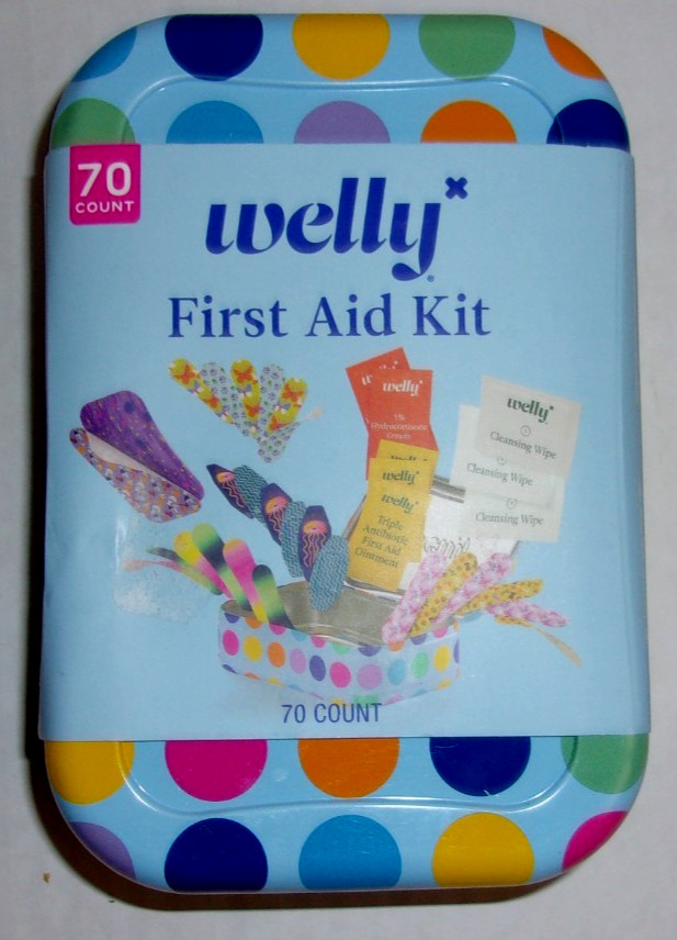Welly First Aid Kit – Adhesive Bandages in Flexible 70 Count,