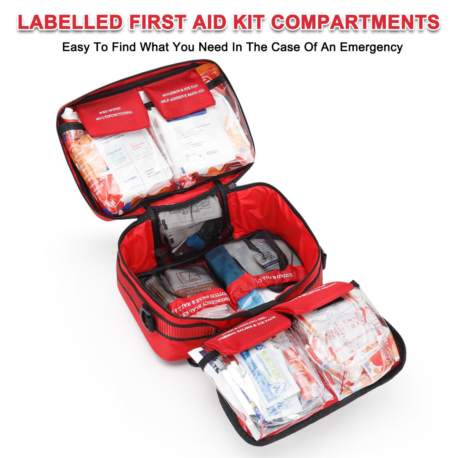 VRIEXSD Premium 450 Piece Large First Aid Kit for Home, Travel, Camping, Red
