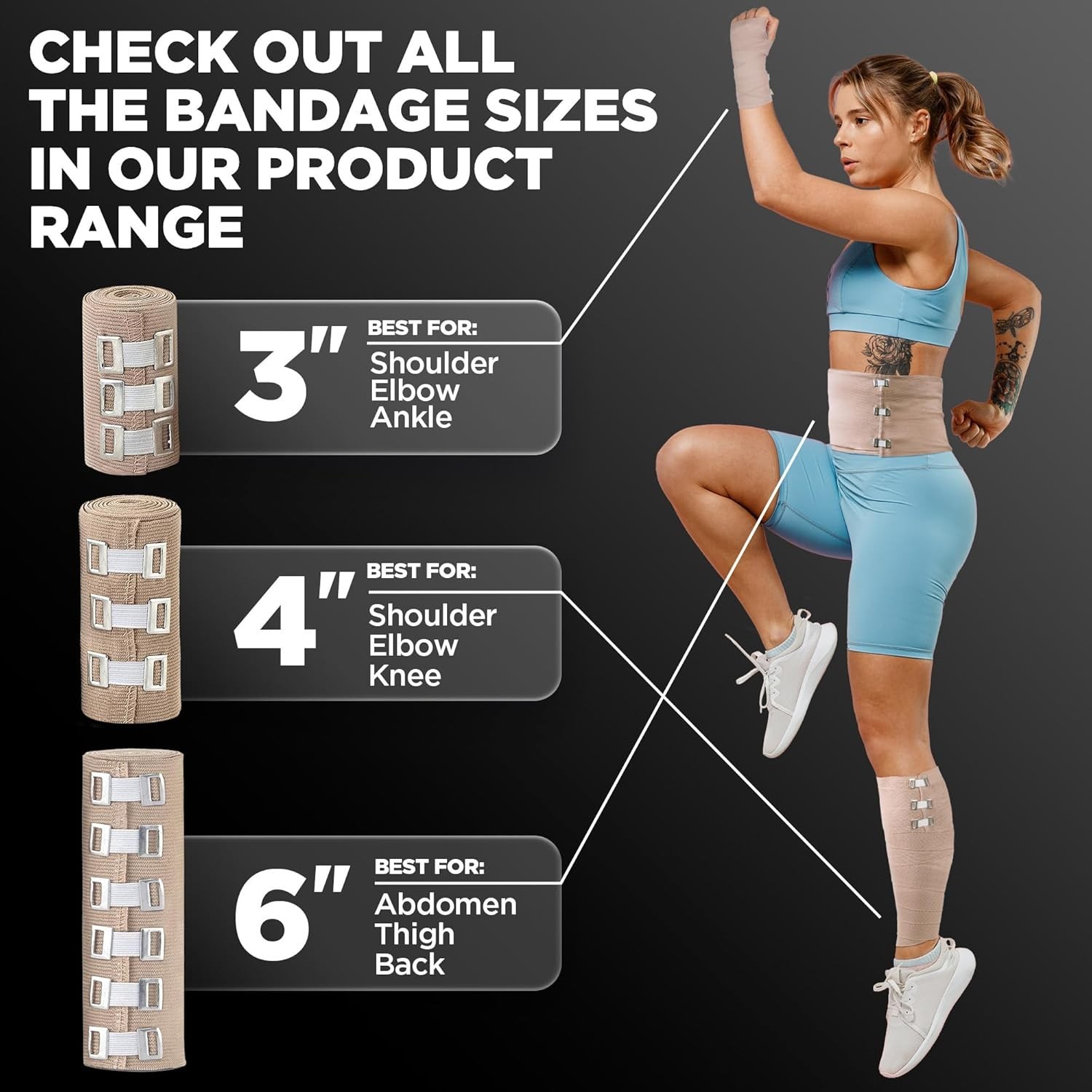 4pk Elastic Compression Bandage Wrap 3in 4in +12 Clips First Aid Recovery