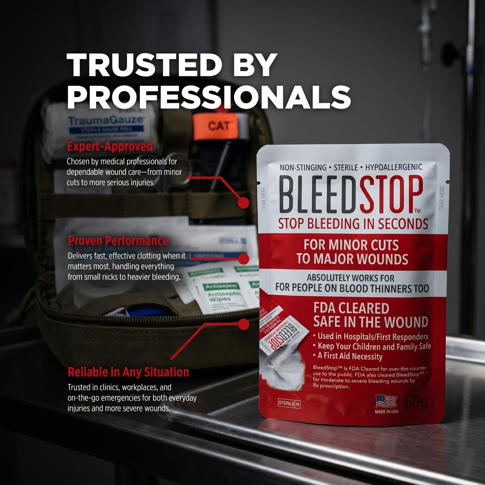 BleedStop™ First Aid Powder for Blood Clotting, Trauma Kit, Blood Thinner Pat…