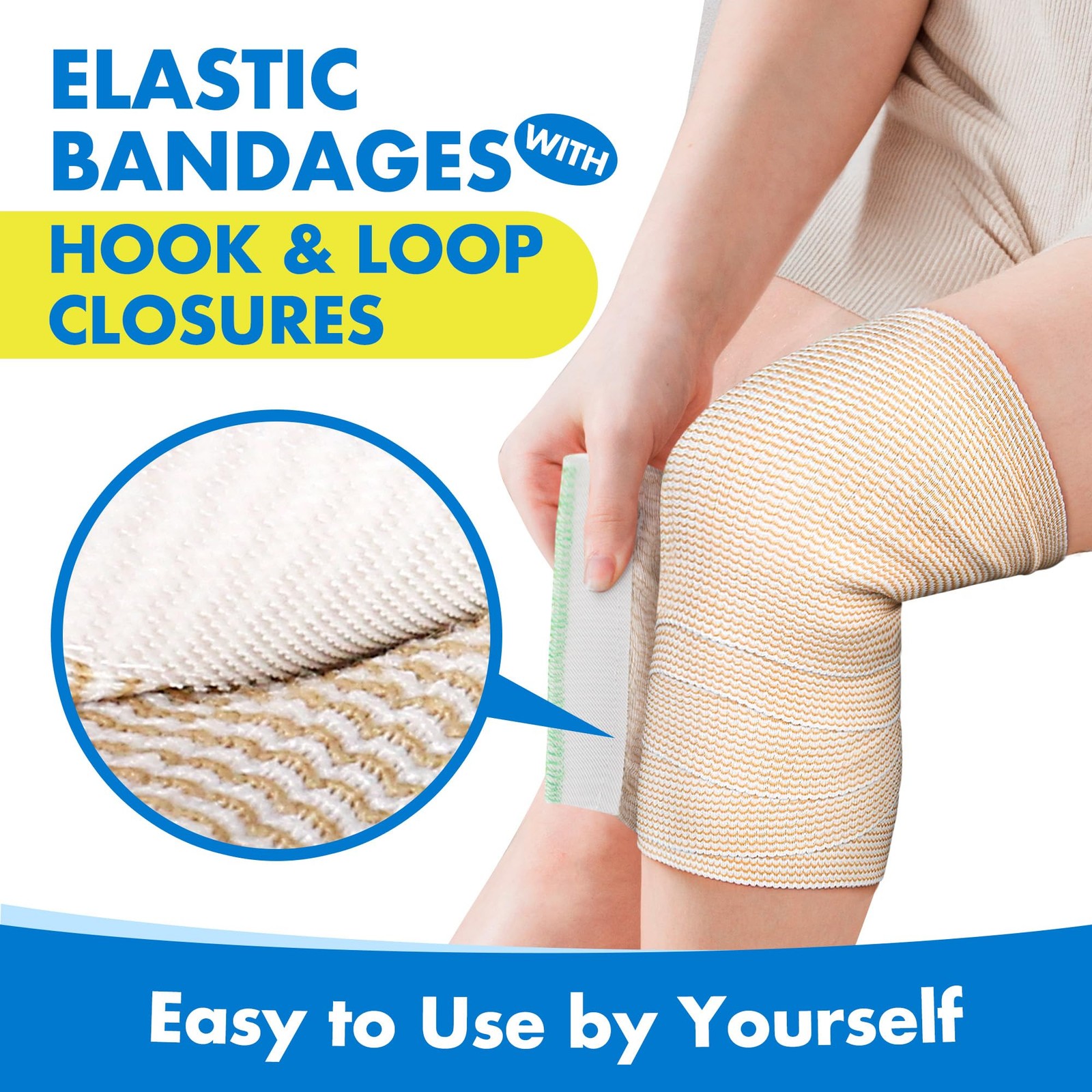 LotFancy Elastic Bandage Wrap, 4 Pack 6 Inch 6 x 15 Feet (Stretched)