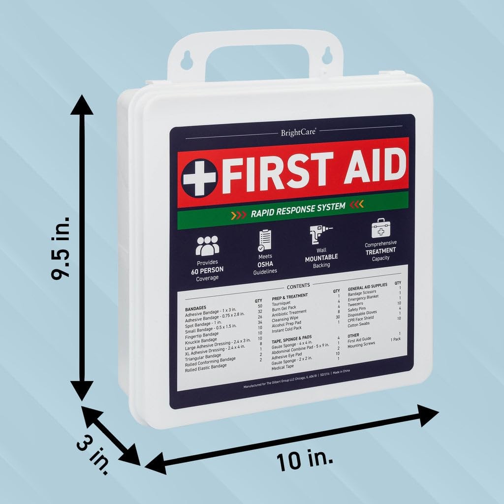 Professional First Aid Kit for Workplace, Wall Mountable & Portable with Hard Ca