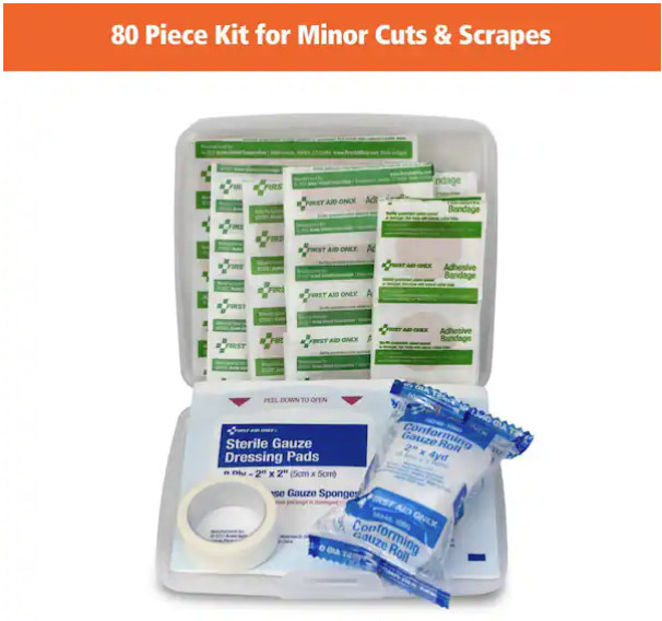 Lot 2 First Aid Only 80-Piece First Aid Kits for Minor Cuts & Scrapes Emergency