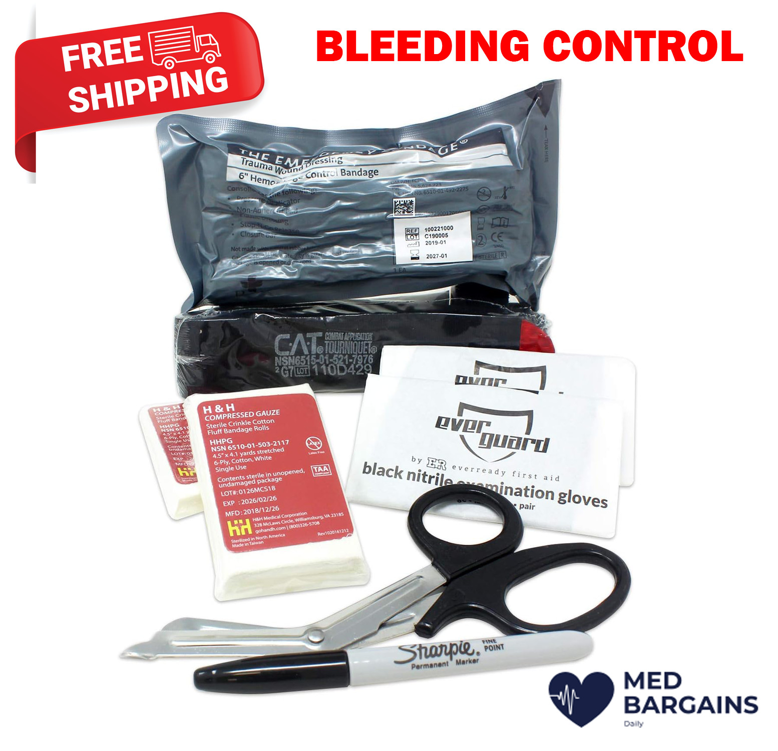 Ever Ready First Aid Bleeding Control – Basic Components Kit Stop Bleeding