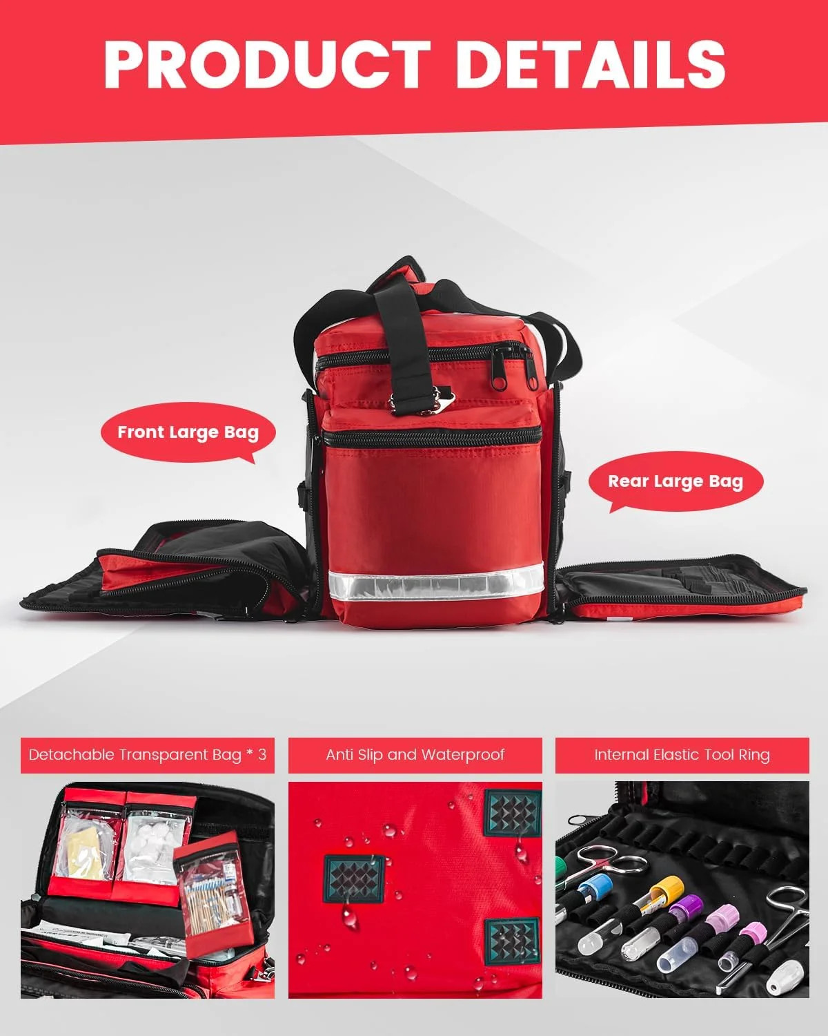 Medical Bag – First Aid Bag Empty, EMT Bag for EMTs, Paramedics & First Responde