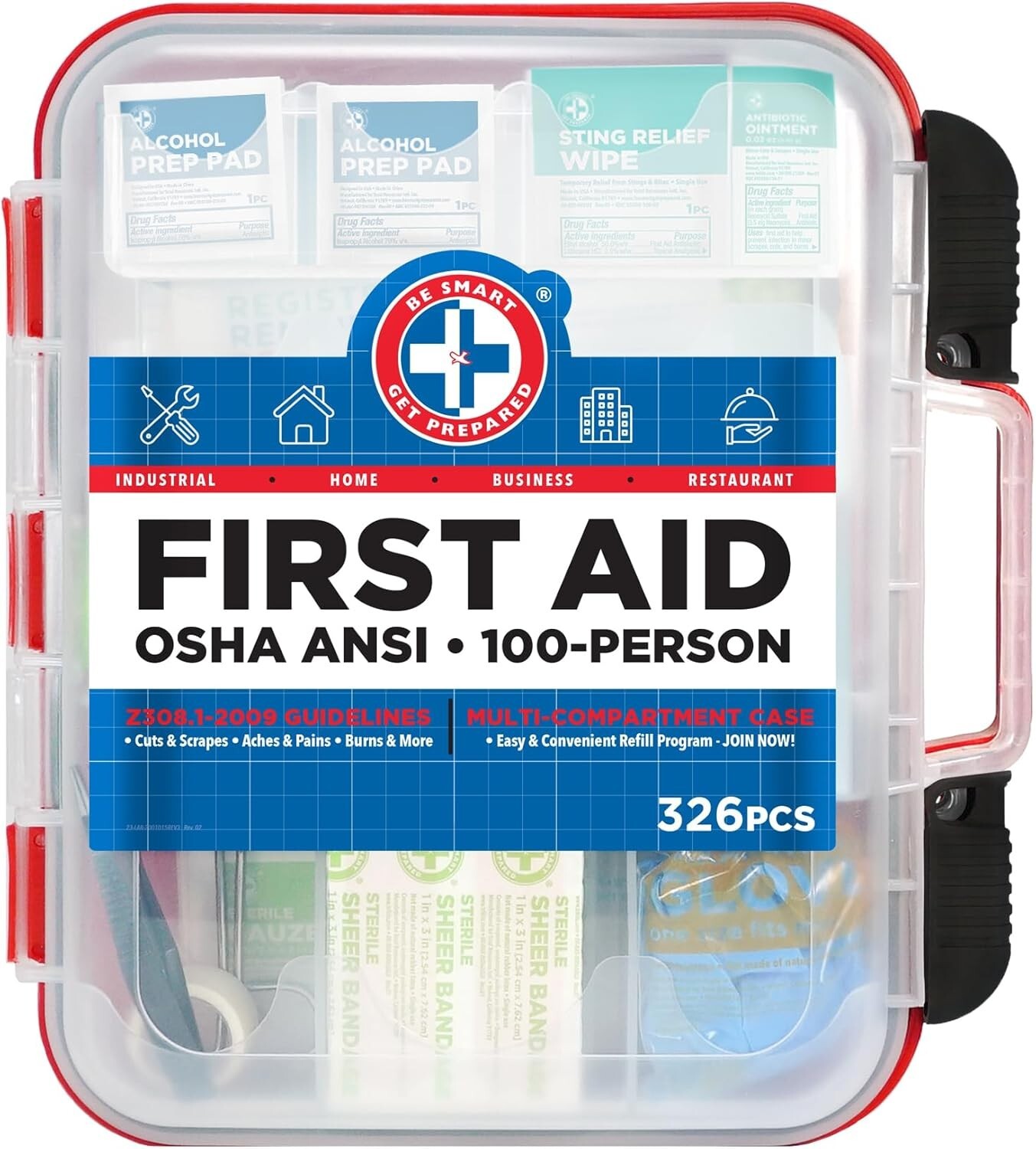Compact 326-Piece First Aid Kit for Office, Home, and Outdoor – FSA/HSA Approved