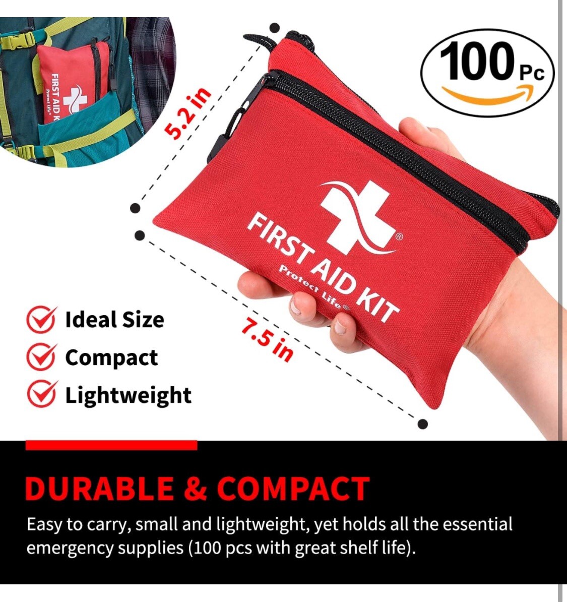 Protect Life First Aid Kit for Home/ Business/ Camping/ Auto 100 Pieces Exp 5/26