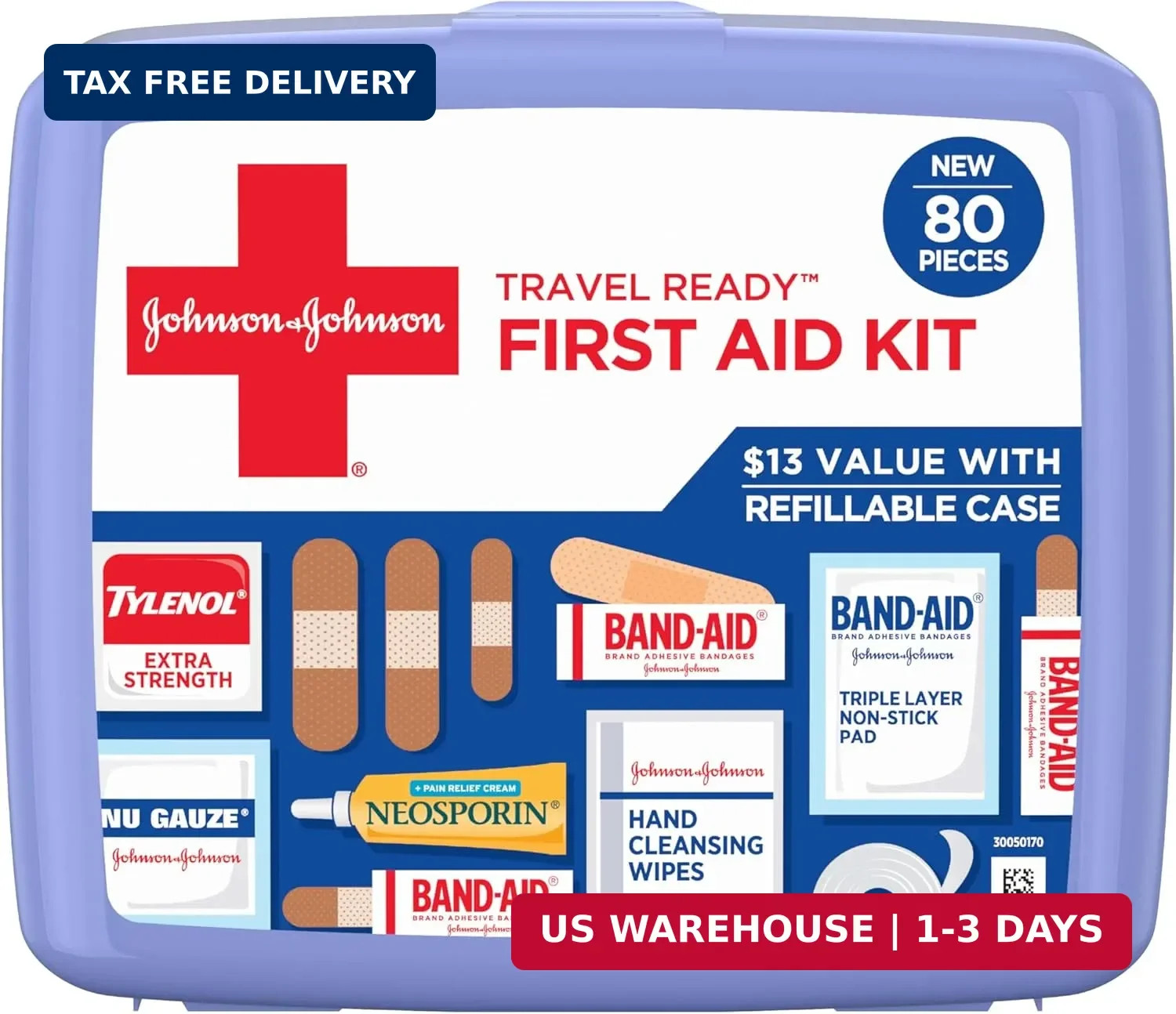 BAND-AID Brand Travel Ready Portable Emergency First Aid Kit for Minor Wound Car