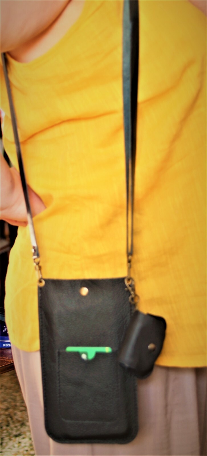 Leather Phone Bag Crossbody Phone Bag, Italian Leather Smartphone Pouch,