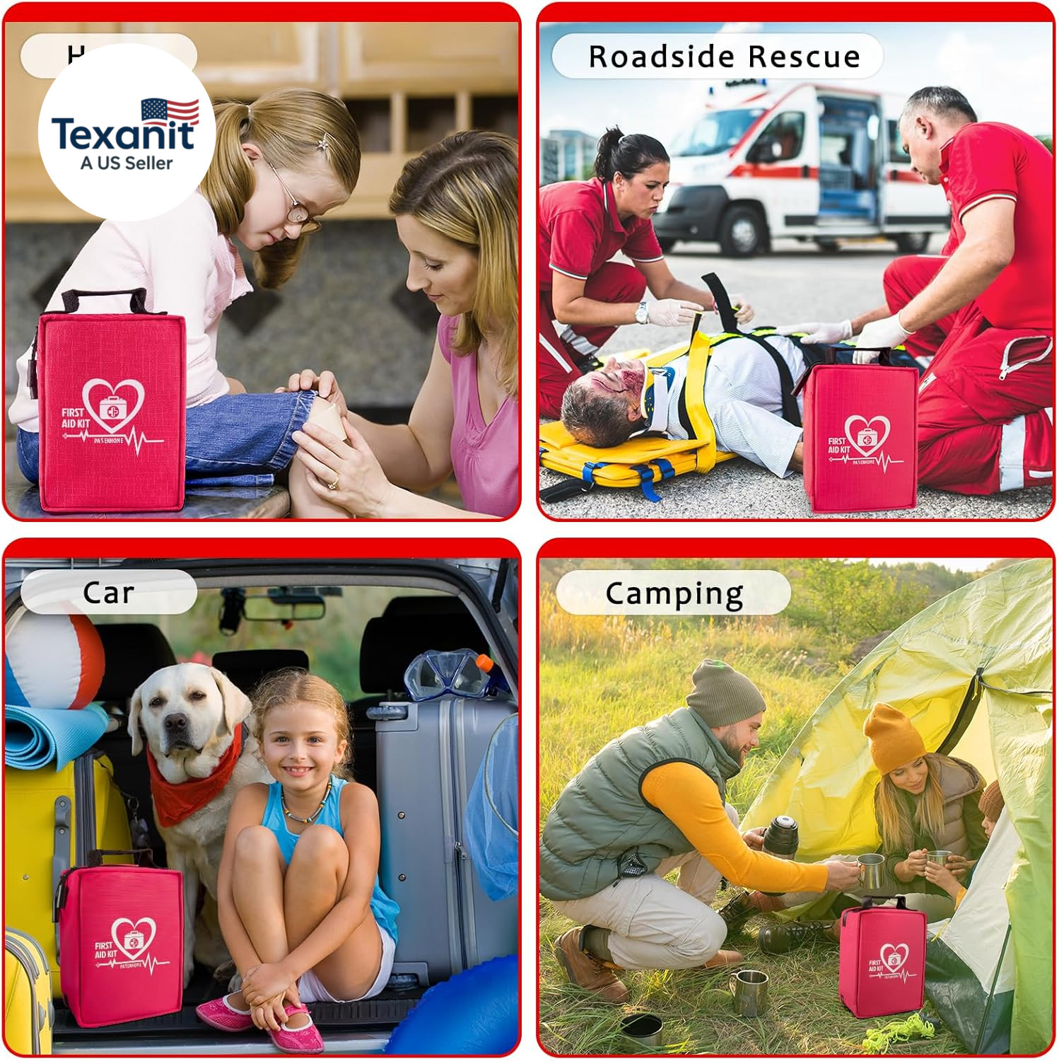 First Aid Kit with Rapid-Response Labeled Compartments, Compact Waterproof Emerg