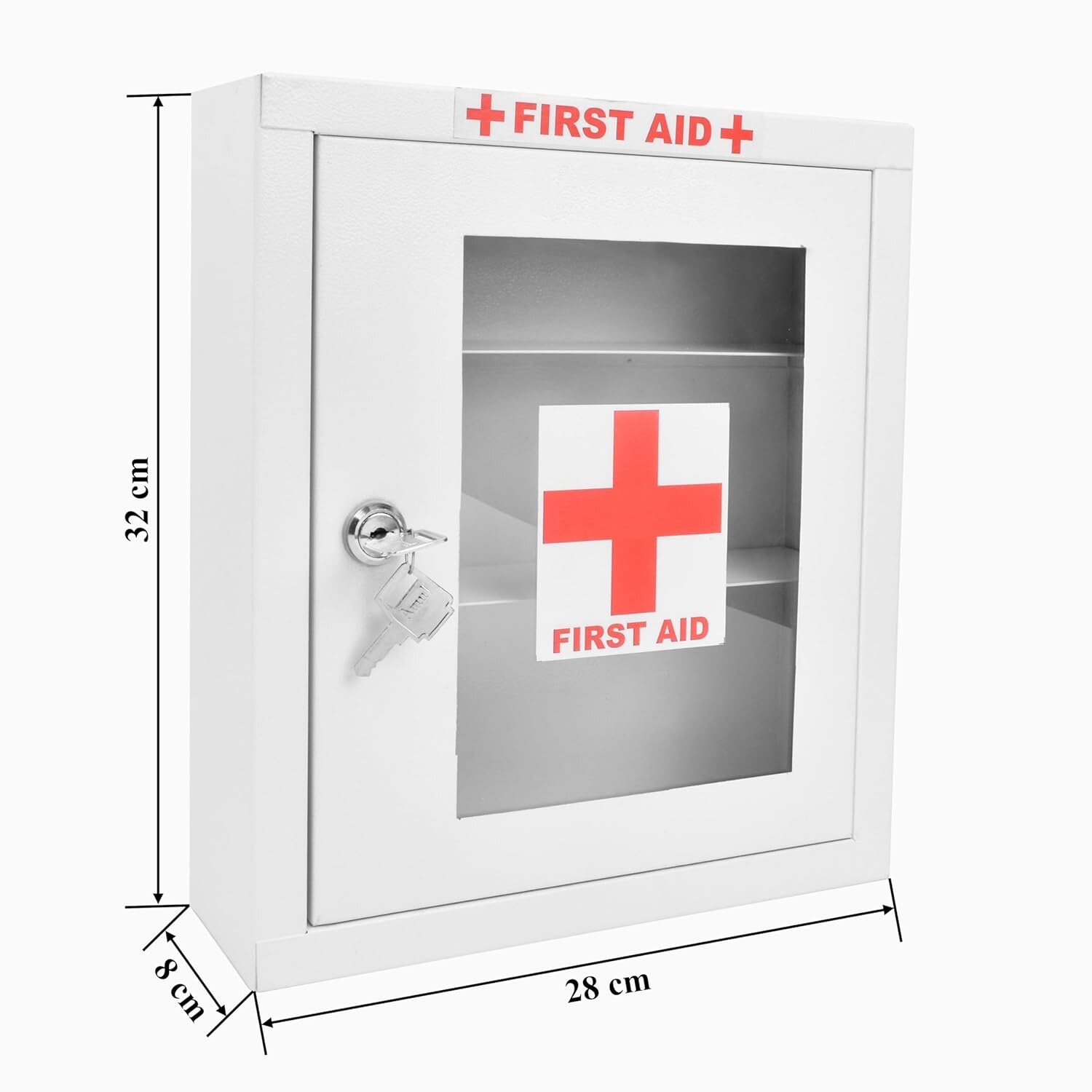 Emergency First Aid Box/Wall Mount Medicine Box with Lock (32X28X8 Cm)