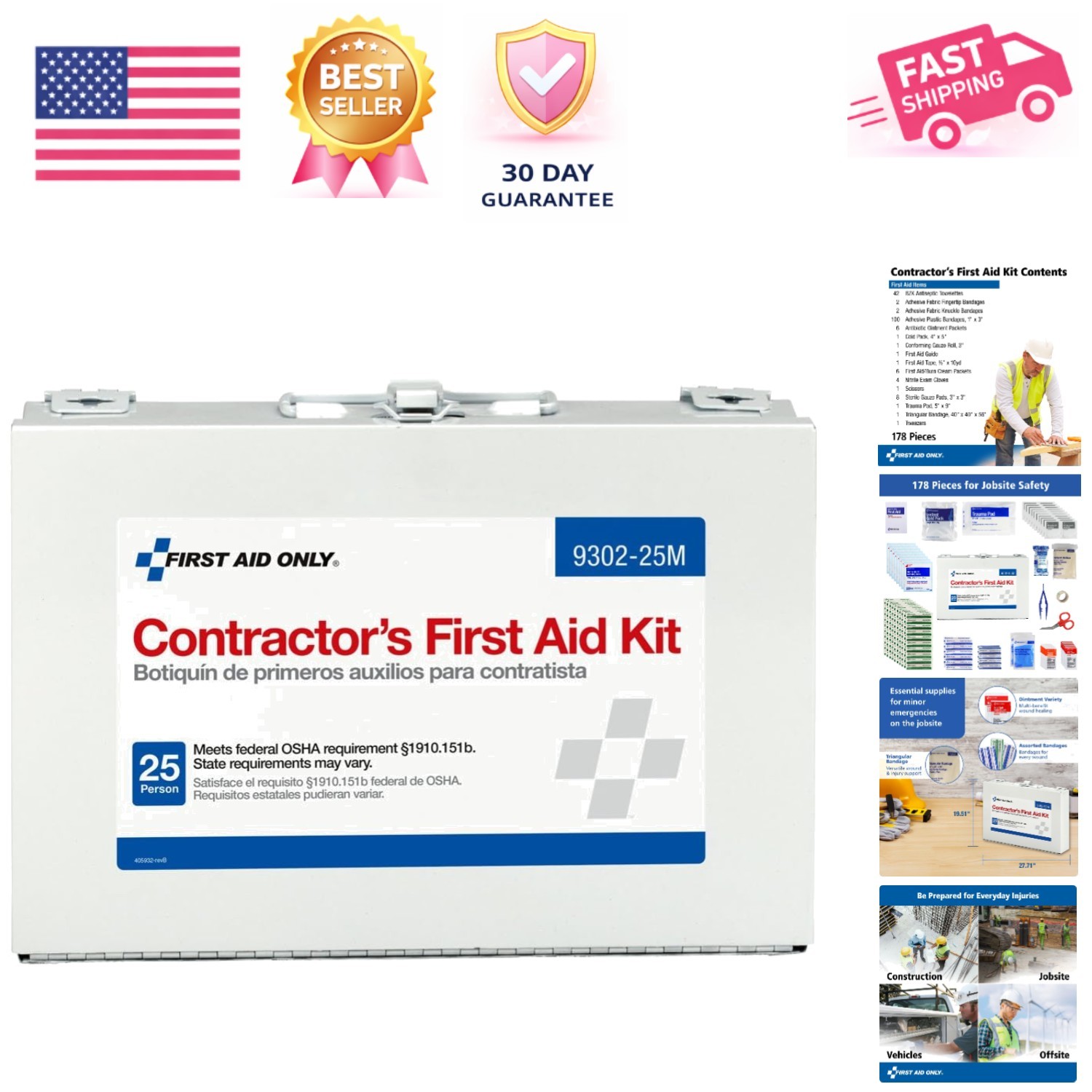 Compact Emergency First Aid Kit for 25 People – Ideal for Worksites & Homes