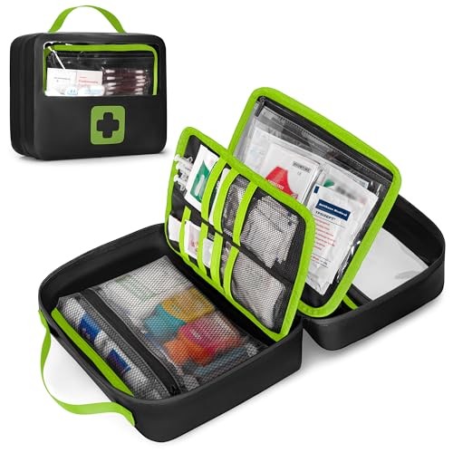 Waterproof Empty First Aid Bag with a Detachable Panel, Small Medical Green