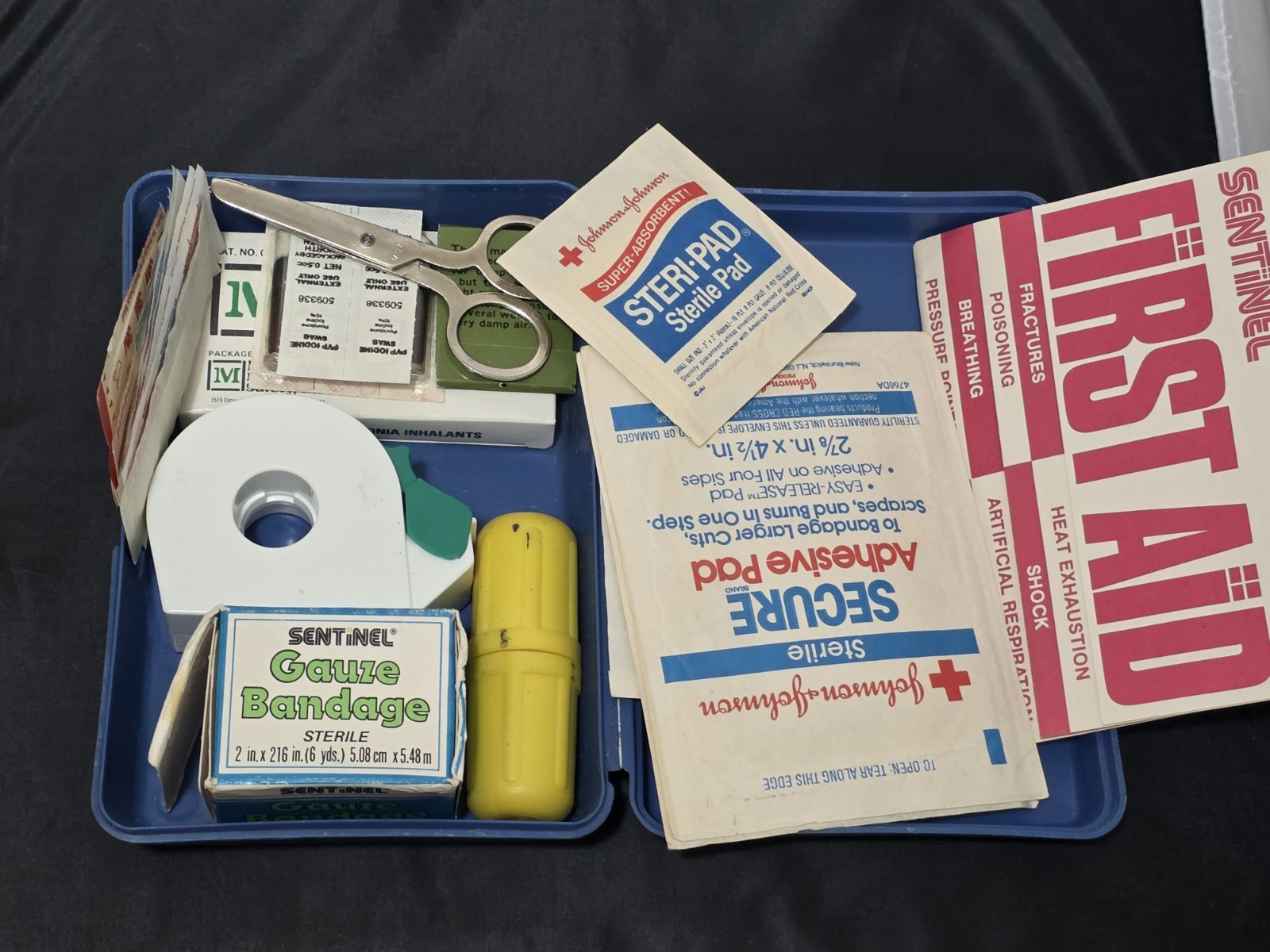 Sentinel First Aid Kit Blue Case Sterile w/ Gauze Pads Bandage Tape 12/1966