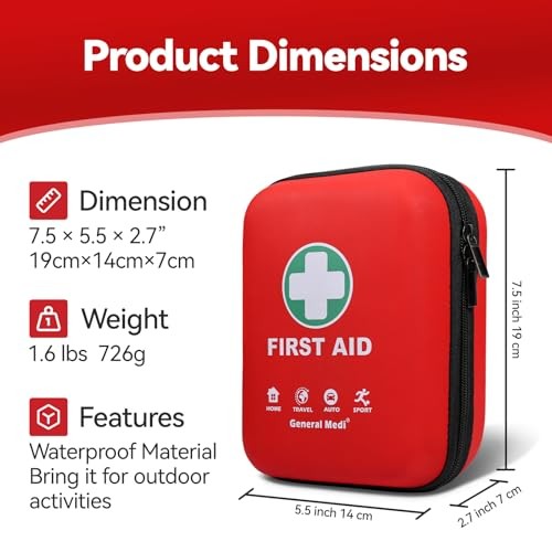 First Aid Kit – 170 Pieces Hard Case and Lightweight – Great for Travel,