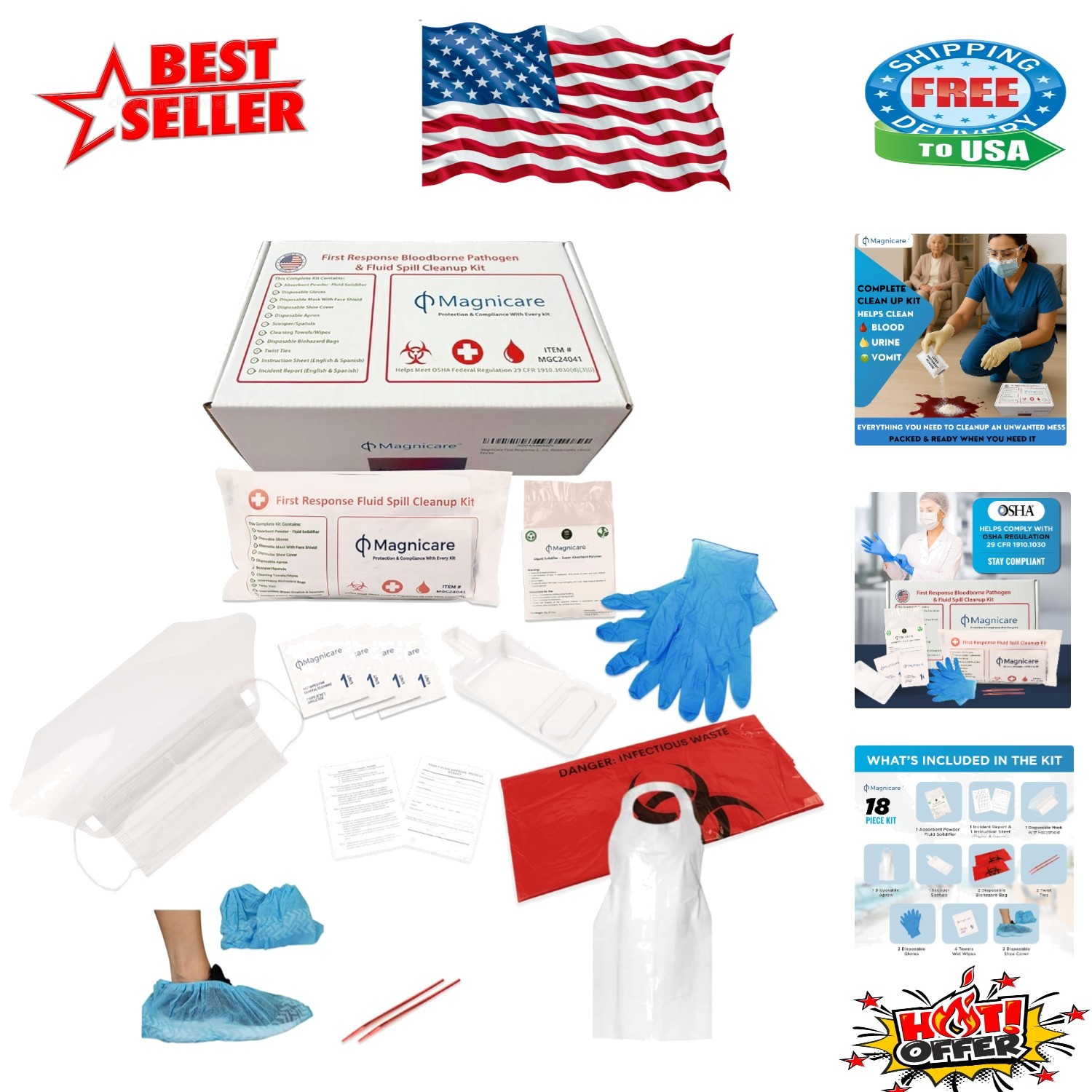 First Response Bloodborne Pathogen Pack – Complete Clean Up Kit for Workplaces