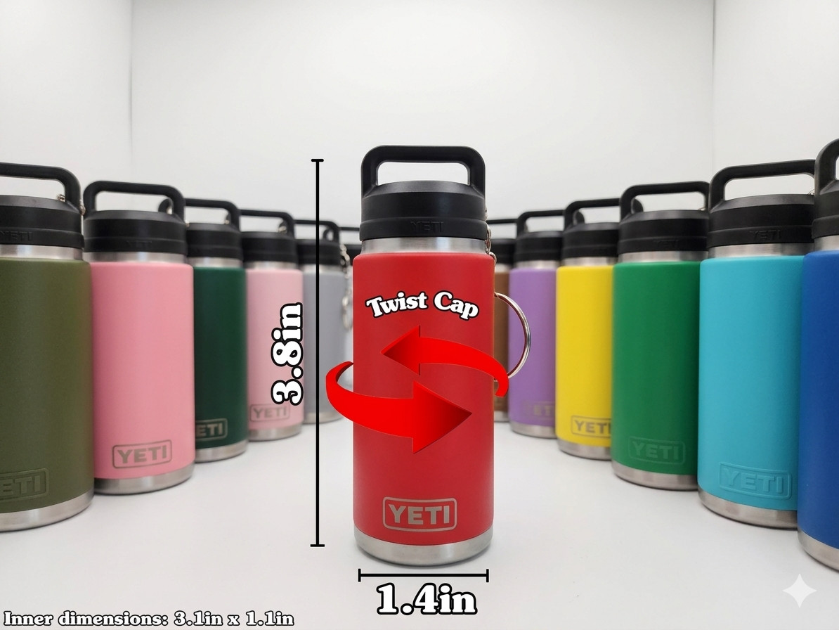 YETI Lip Balm Holder Keychain Twist Cap Key Ring Solid Multicolor 3.8in