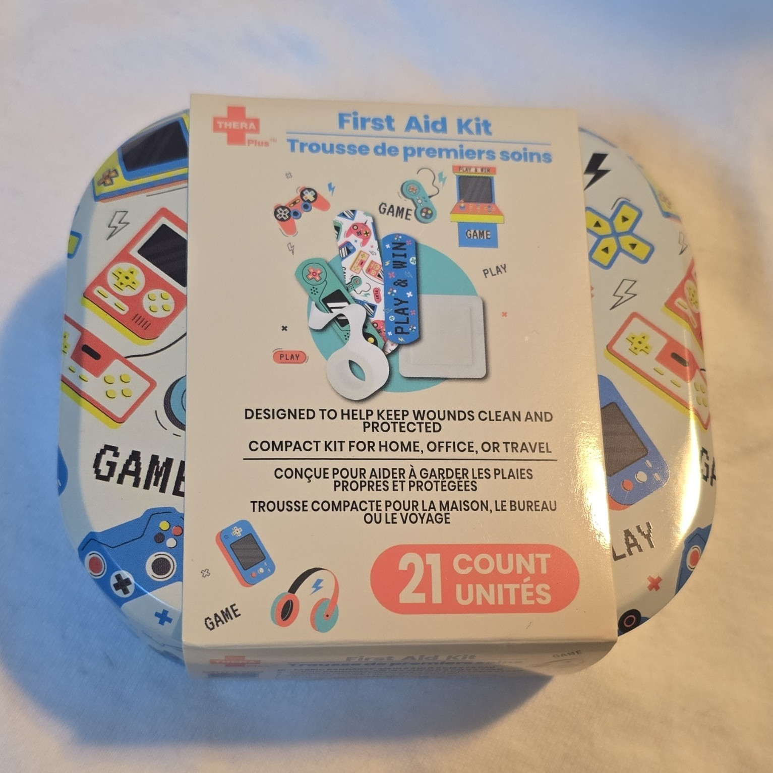 TheraPlus Portable Sterile First Aid Kit 21 Count Multicolor Game Theme