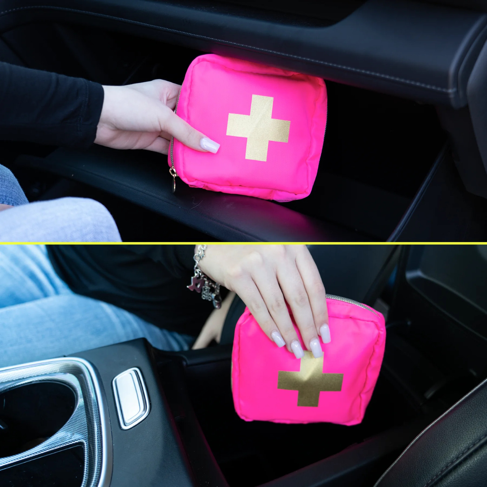 Car First Aid Kit – 90 Pieces Included, Pink, 1 Count, 5 in X 5 in 2 In