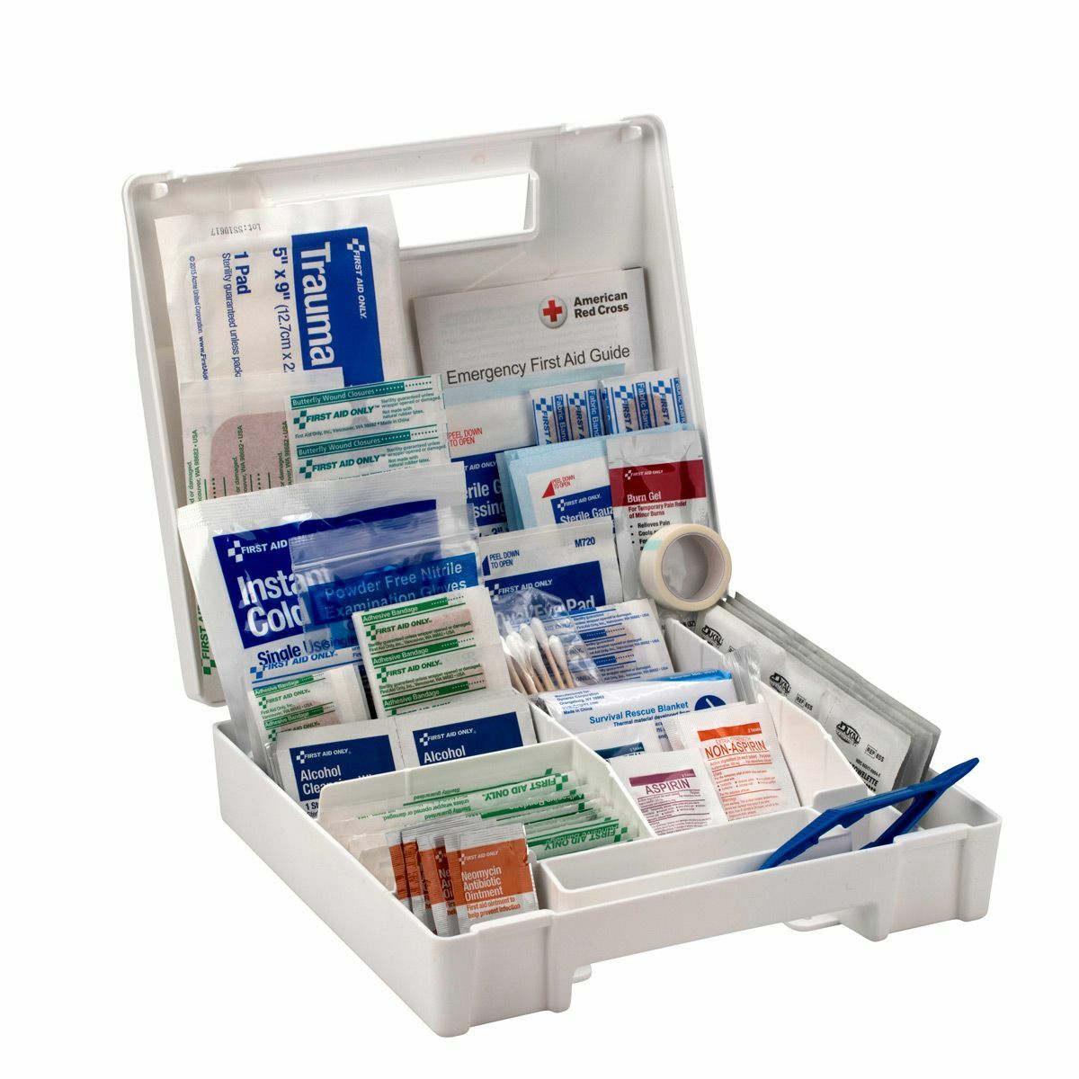 First Aid Kit, 200 Pieces, Plastic Case, All Purpose First Aid Emergency Kit