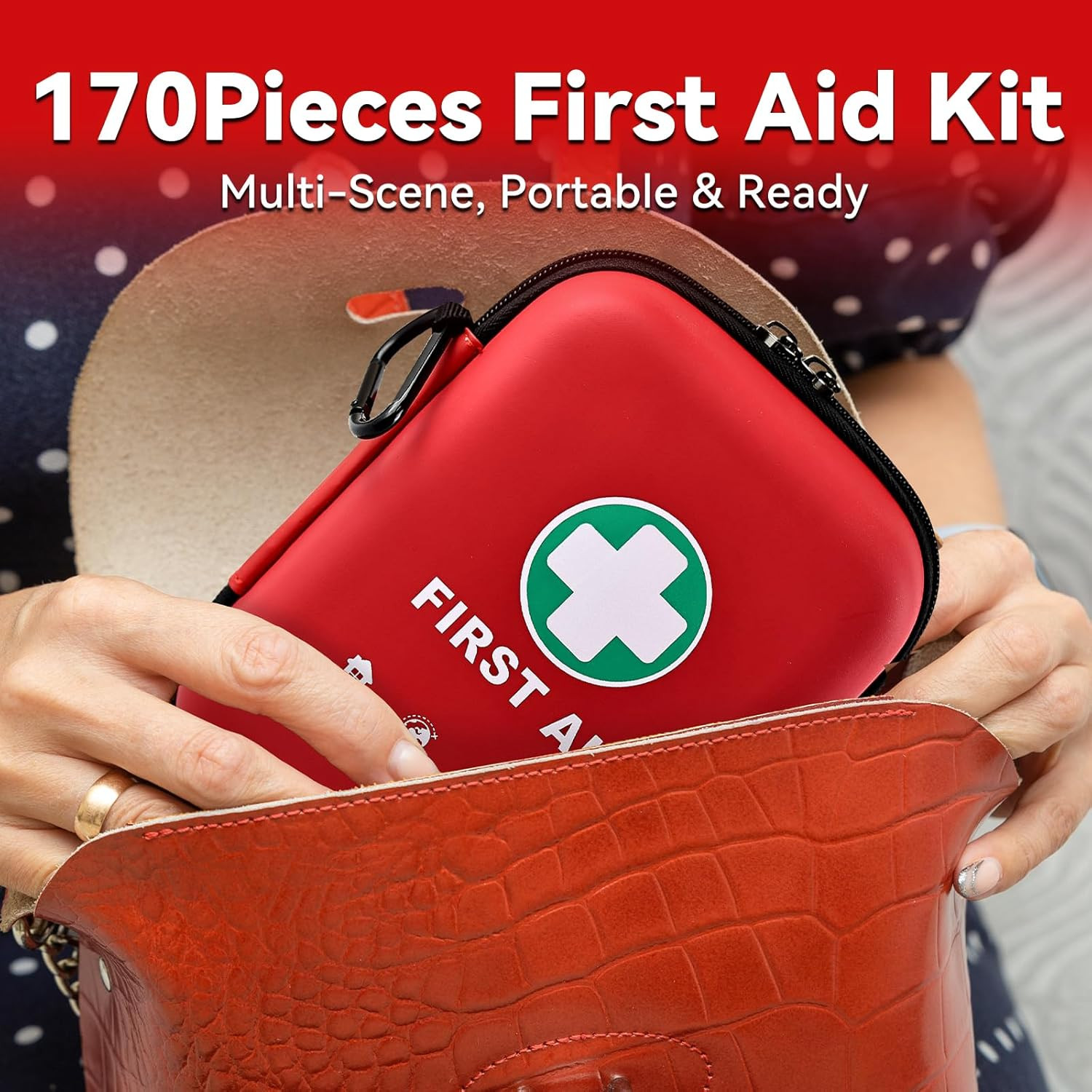 General Medi First Aid Kit – 170 Pieces Hard Case and Lightweight – Great for Tr