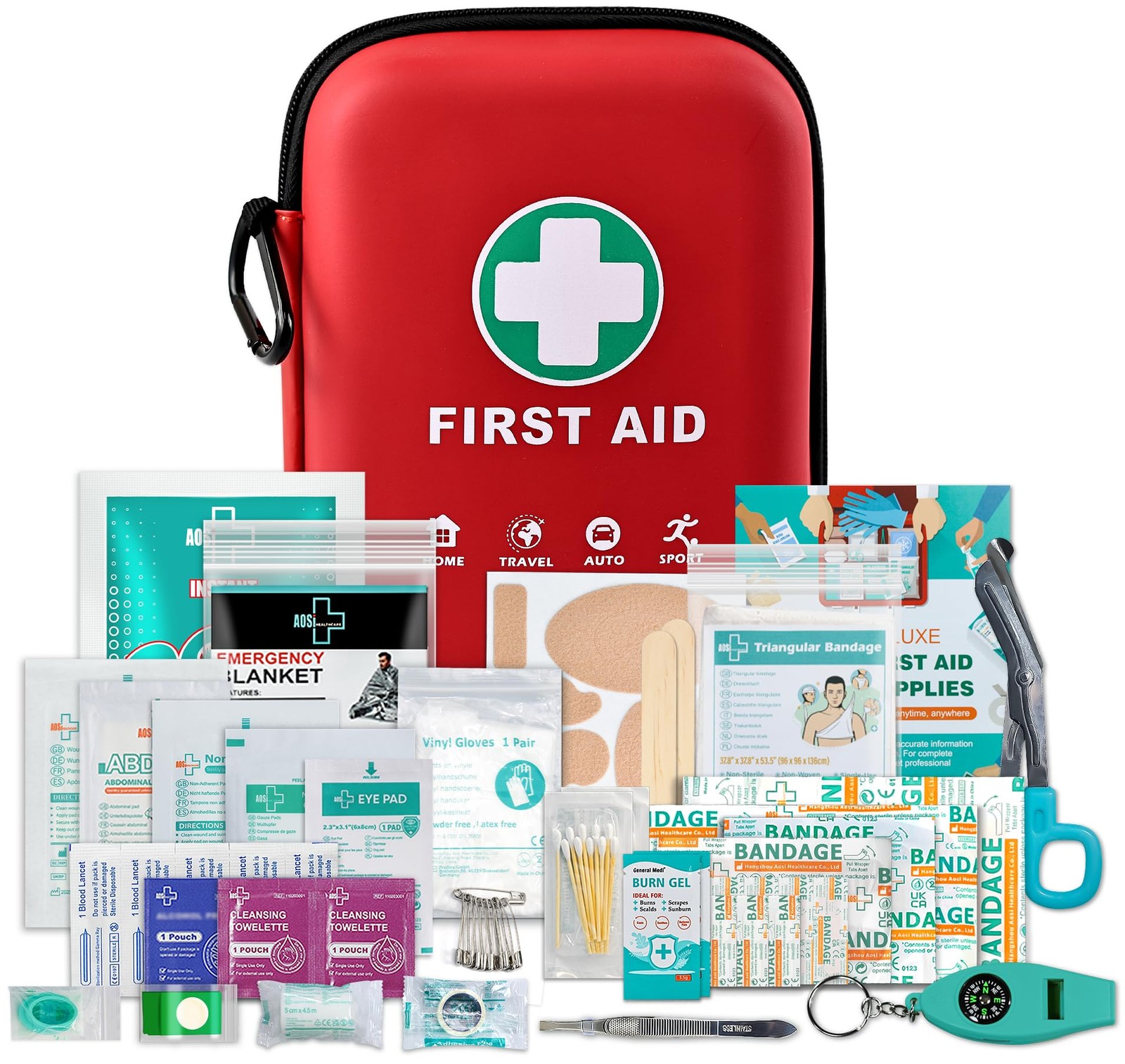 First Aid Kit – 170 Pieces Hard Case and Lightweight – Great for Travel, Home…